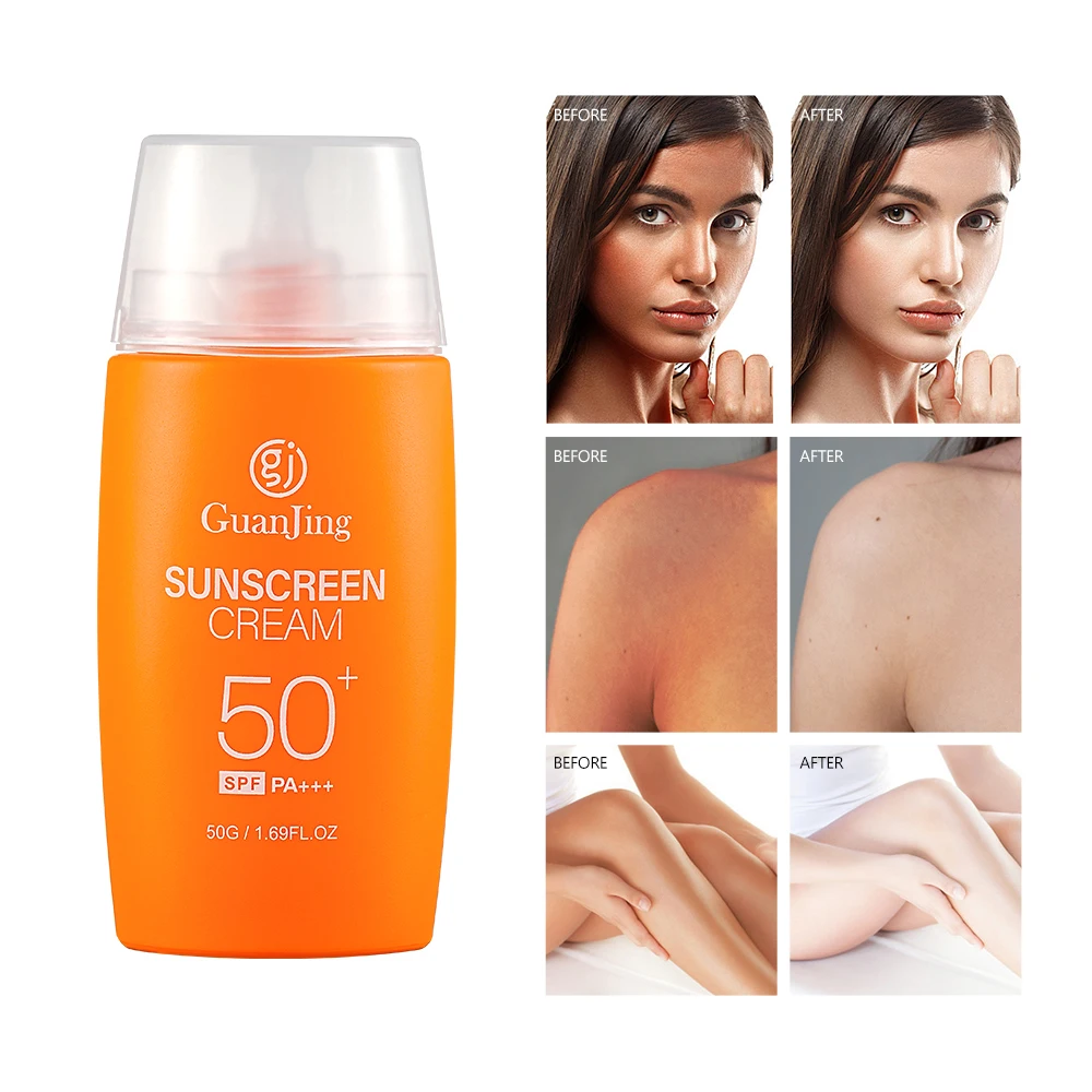 Солнцезащитный крем Guanjing с гиалуроновой кислотой для лица spf50 Па +++ мгновенное образование пленки против старения кожи солнцезащитный