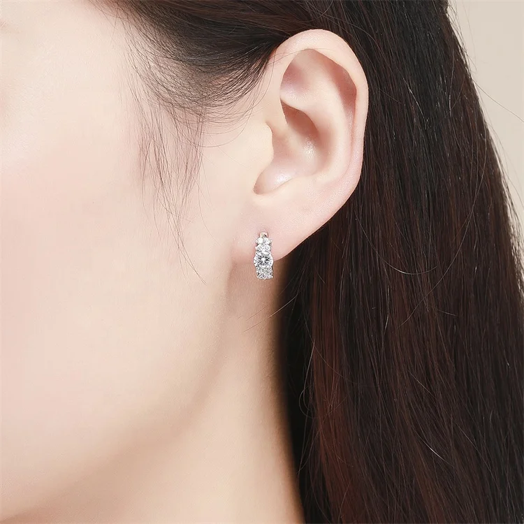 custom Youchuang cubic zirconia girls sterling silver earring huggie fine jewelry wholesale luxury bridal diamond hoop earrings
