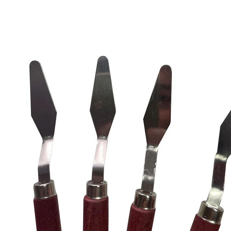 custom logo amazon professional painting tool wooden handle stainless steel cutter head palette knife for artist paint