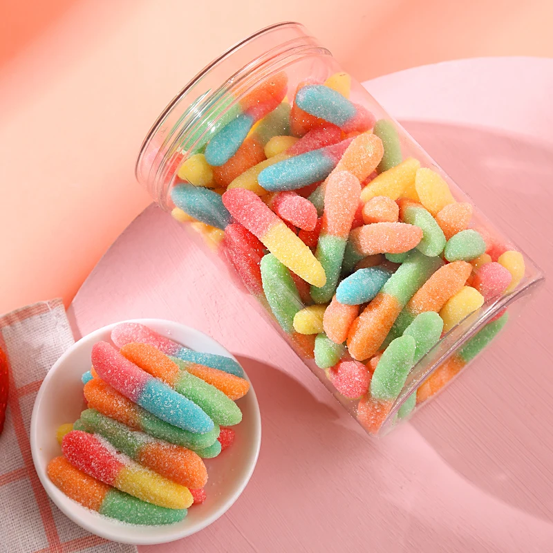 2025 Halal Custom Fruit Worms Gummies Soft Candy Confectionery Sweets Giant Gummy Worms Gummy Candy for Wholesale