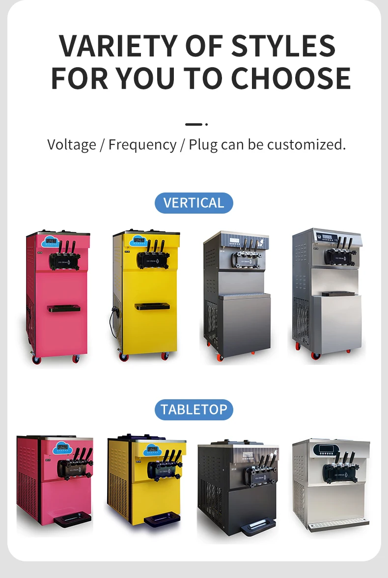 High Productivity 25L/h 3 Flavor 2+1 Mixed Softy Ice Cream maker Machine for Snake Bar Restaurant