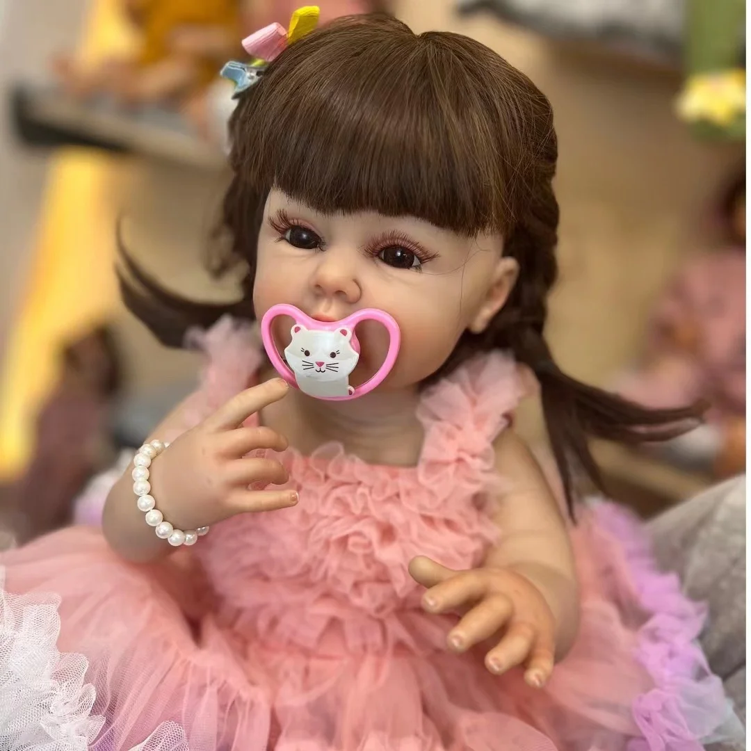55CM full body soft silicone lifelike real touch reborn baby girl lovely realistic vinyl rebirth toddler princess doll