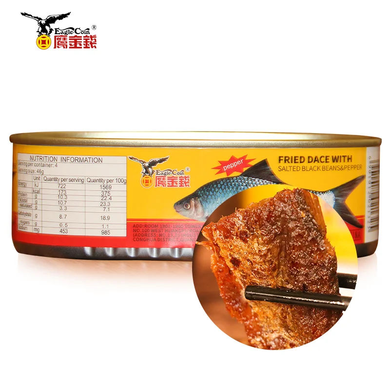 ready to eat Fried Dace tin can fish Chinese Fried Dace canned food Whole Fish Fried Dace canned fish food