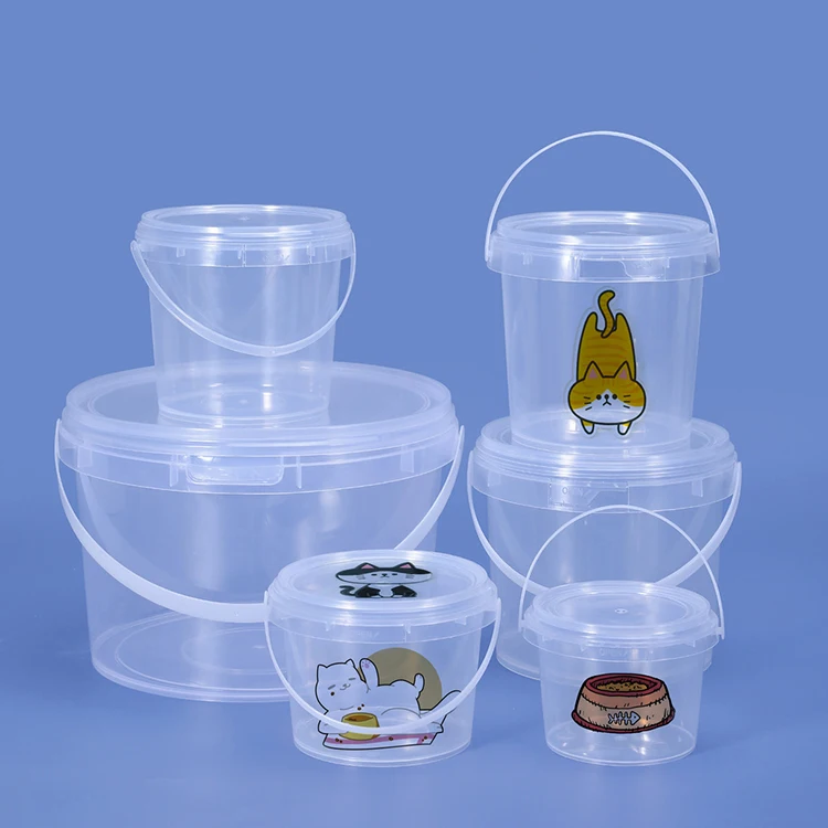 Transparent kitchen storage box , sealing lid food grade packing bucket and plastic food container for take away soup containers