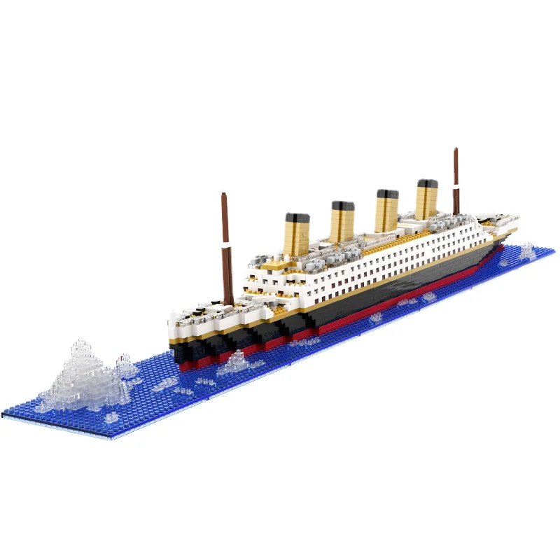HY Toys compatible with Titanic building blocks cruise ship model difficult microparticle boy assembling toy