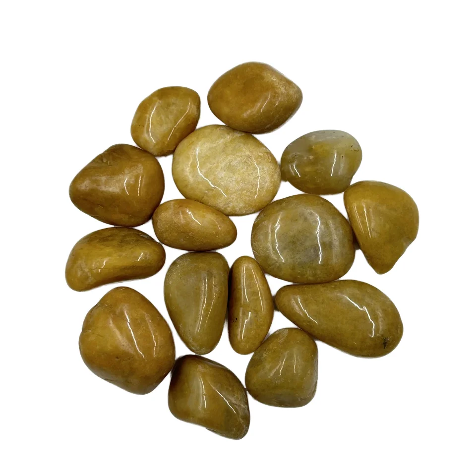 Hot Sale Polished Yellow Cobble PEbble Stone for Villa Landscaping Aquariums or Gardens Natural Washed River Stone