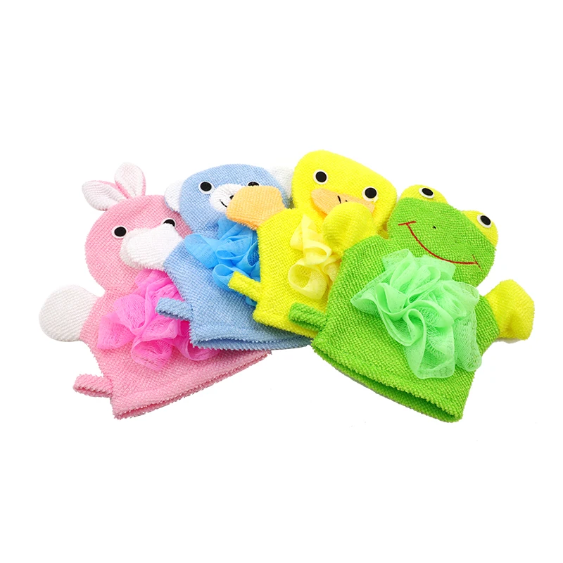 4pcs Cartoon Kid Bath Glove Safe Children Bath Glove Bath Scrubber Glove