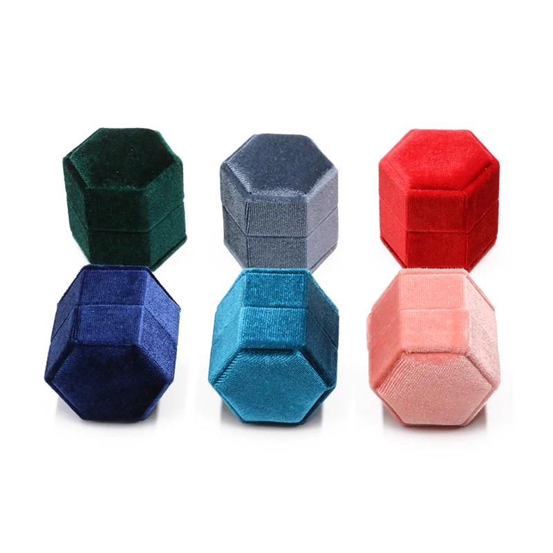 Wholesale Custom Ring Gift Boxes Printed Logo Velvet Box Packaging Jewelry