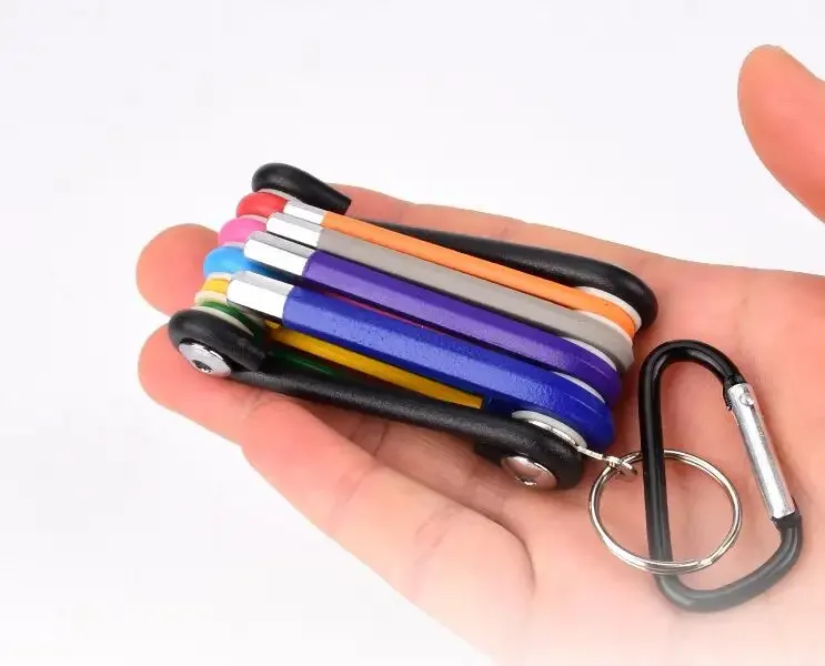 9pcs color allen key set folding wrench multi function hex key set for Bicycle Repair