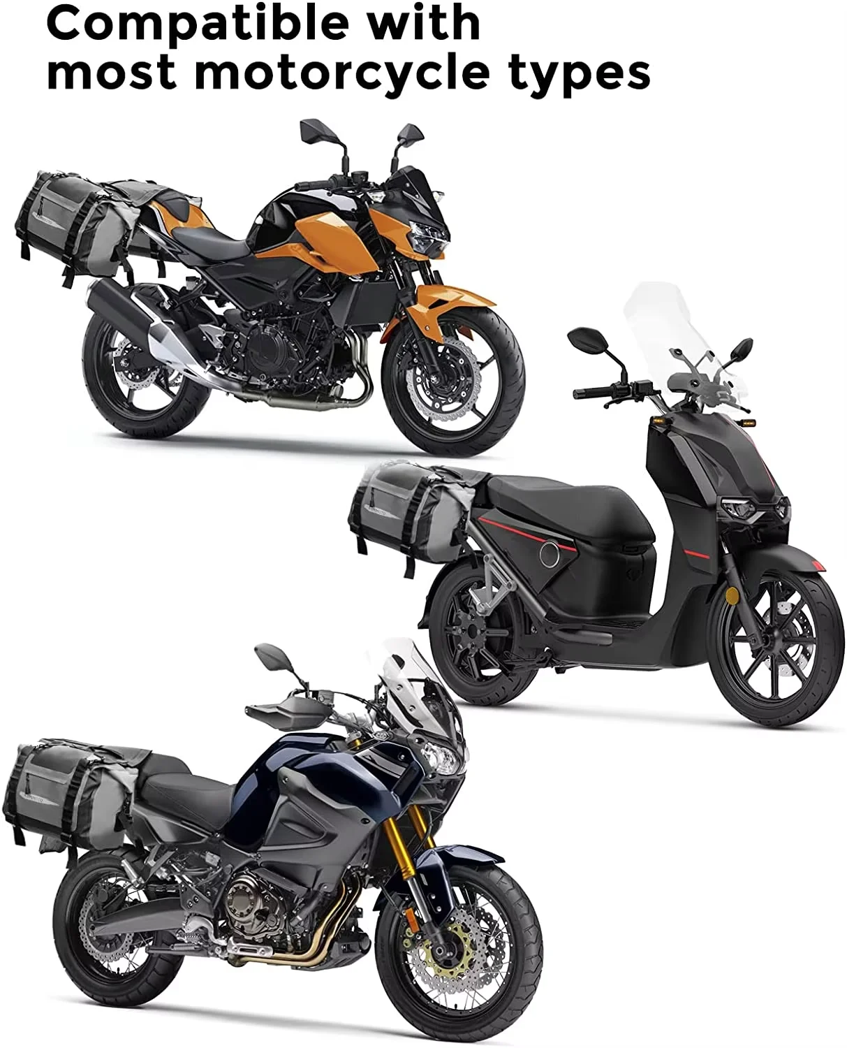 Detachable 50L Tarpaulin Soft Waterproof Pannier Bag For Motorcycle Motorbike Side Bags