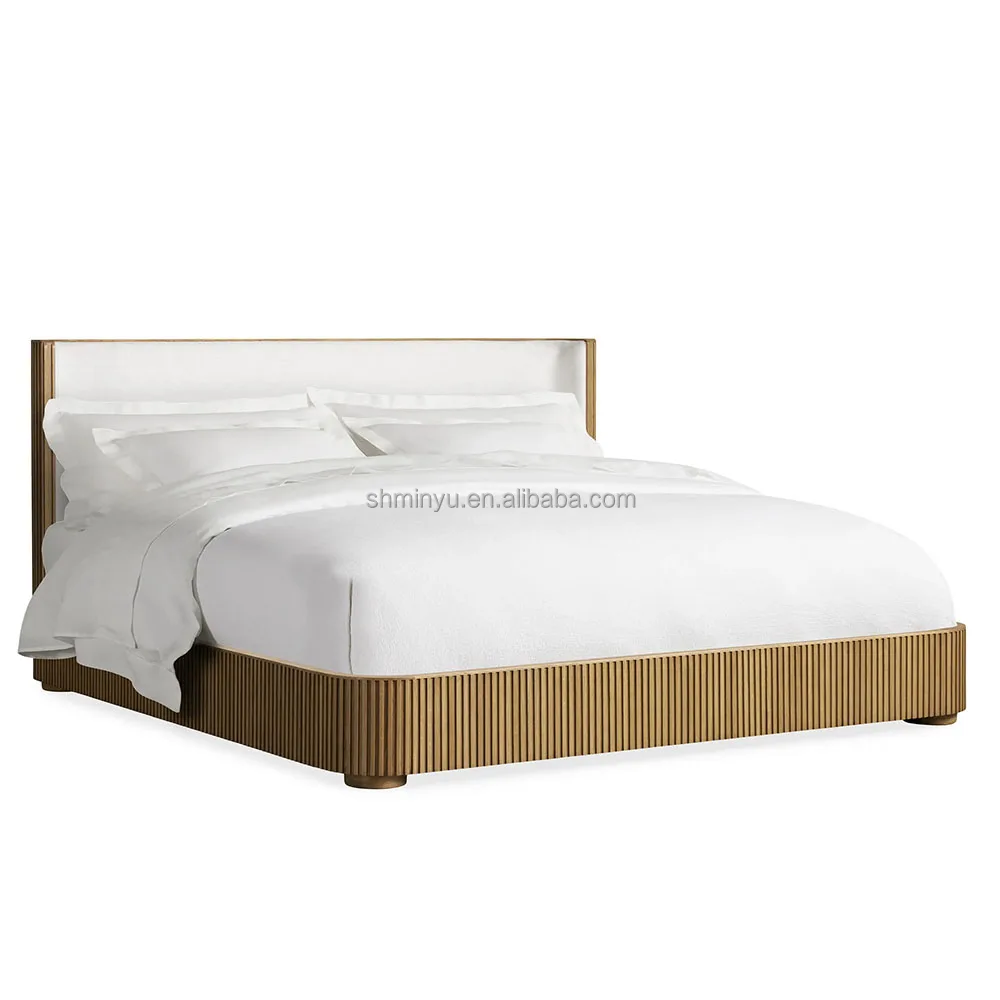 New Arrivals High Quality Bedroom Furniture Classic Design Wooden Bed Latest Solid Wood King Upholstery Bed