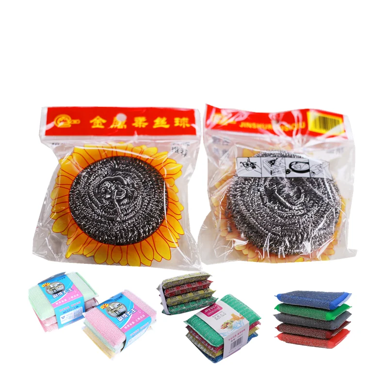 China Factory Direct Sale Stainless Steel Wire Mesh Pot Scrubber For Dishes Heavy Duty Kitchen Cleaning Metal Scourer