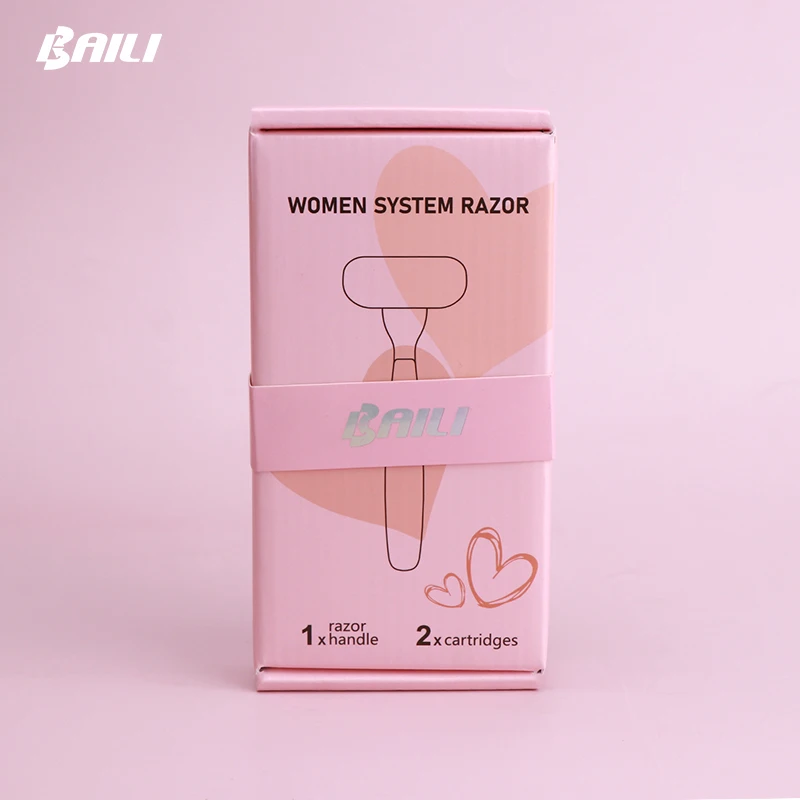 Pink Hair Removal Razor Shower Ladies Razor Replaceable Refills 3 Blades Shaving Razor