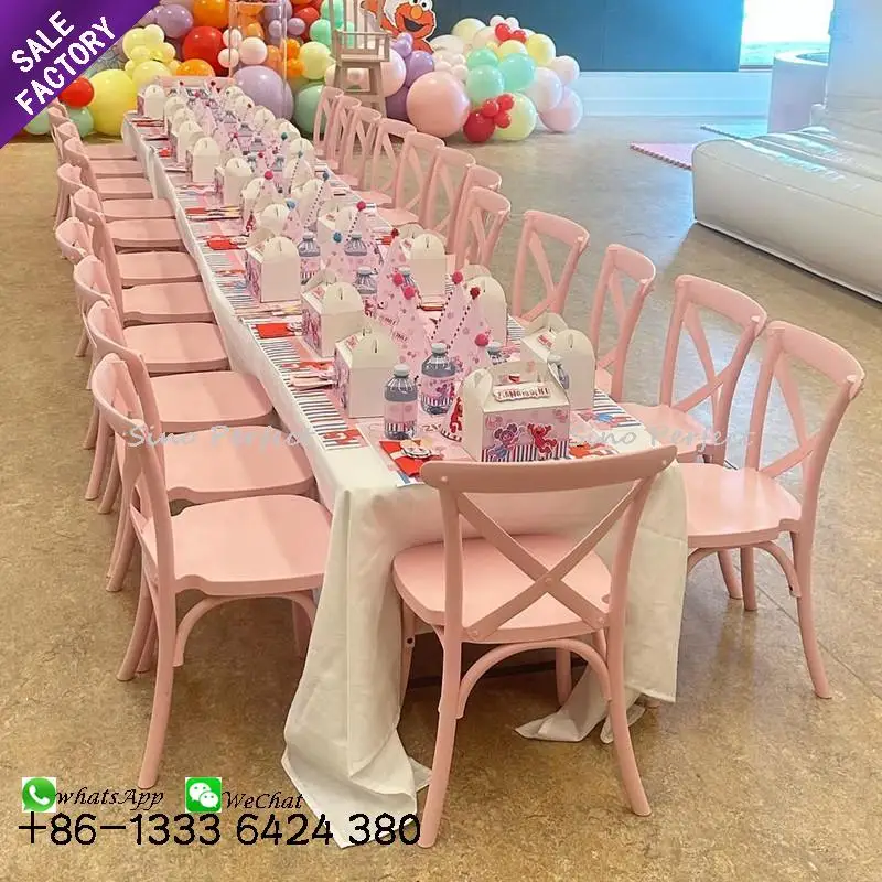 Manufacturer Cheap Price Pary Event Wedding Resin Plastic Tifany Chair Children Party Cross Back Chair Pink Kids