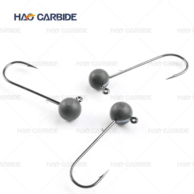 High quality Premium hook Flat Black Tungsten Ball Jig Head