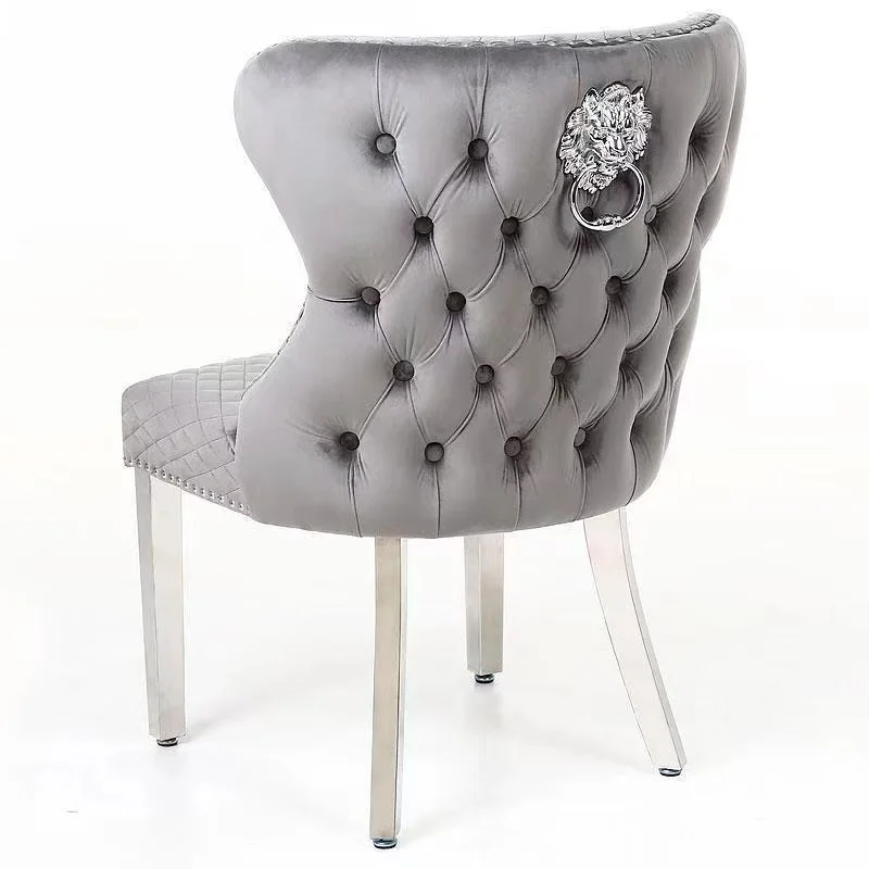 Modern Design Home Furniture Dining Chair Colored Stainless steel leg Velvet Dining Chair  with Knocker