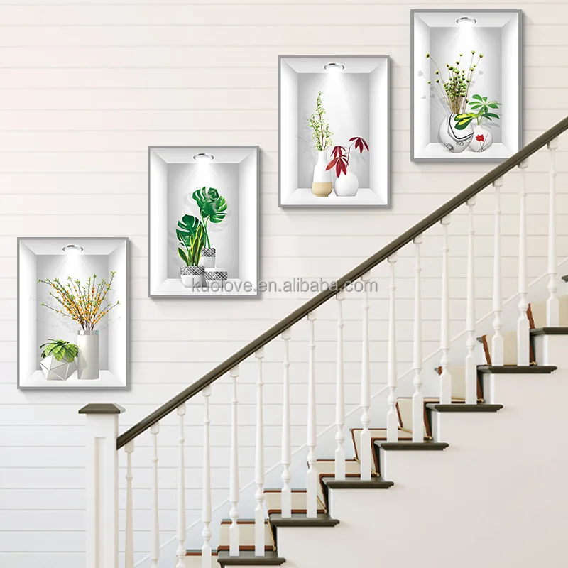 Beautiful flower couplet simulation 3D photo frame wall stickers  living room decoration wallpaper self-adhesive wall stickers