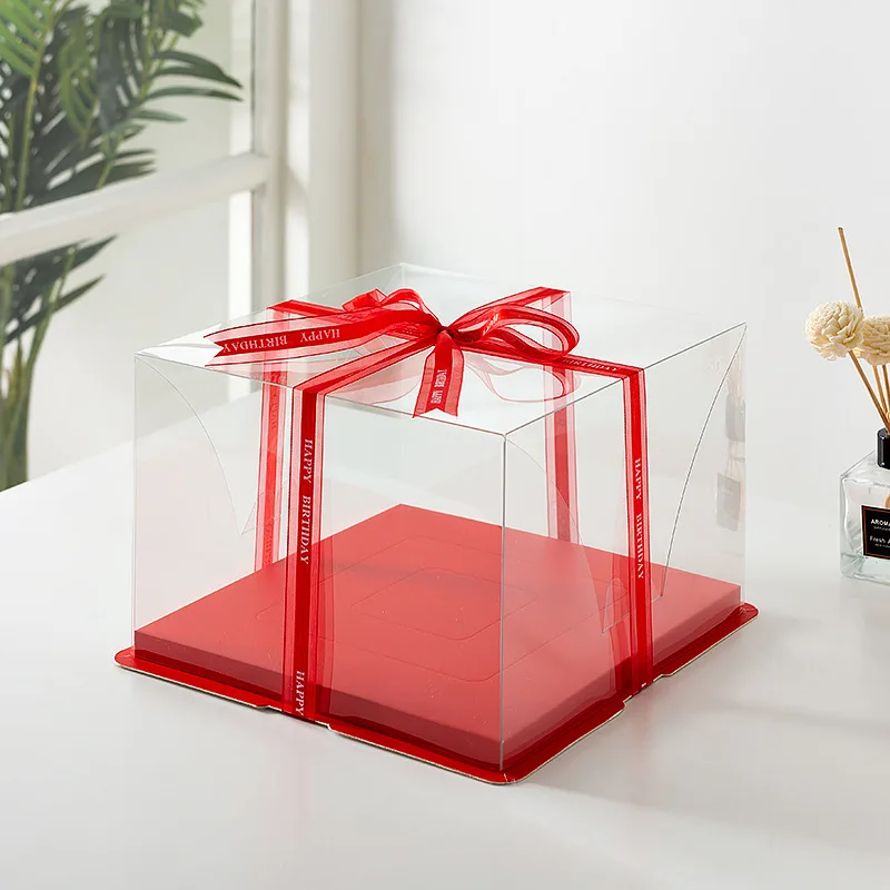 Custom Logo Bakery Plastic 8-12 Inches Tall Clear Cake Box Packaging Transparent Cake Box With Window Clear Cake Packing