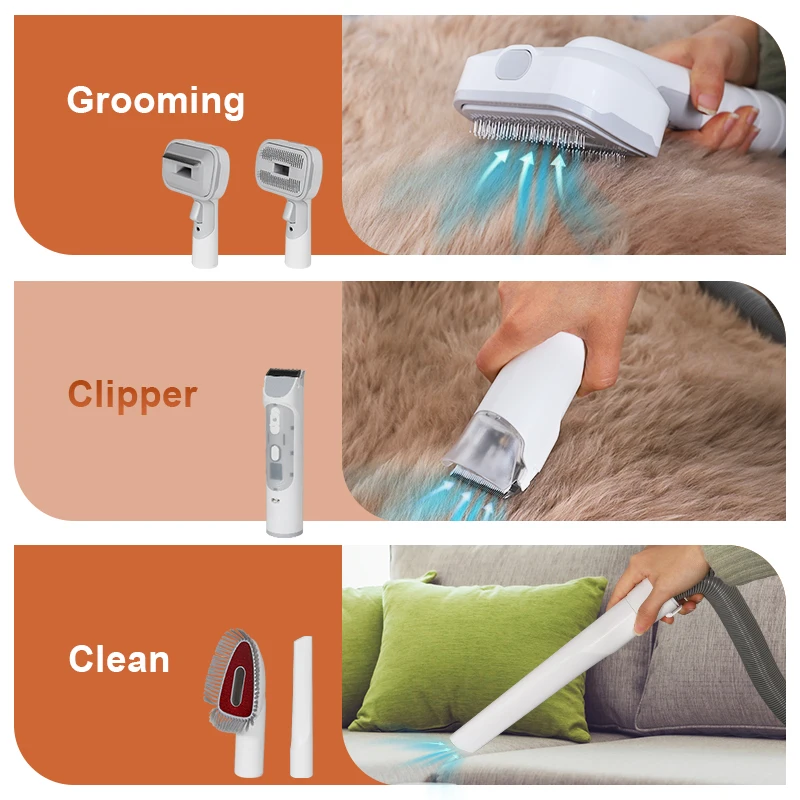 2023 New Pet Dog Cat Short Long Hair Brush Fur Grooming Kit Pet Vacuum Cleaner