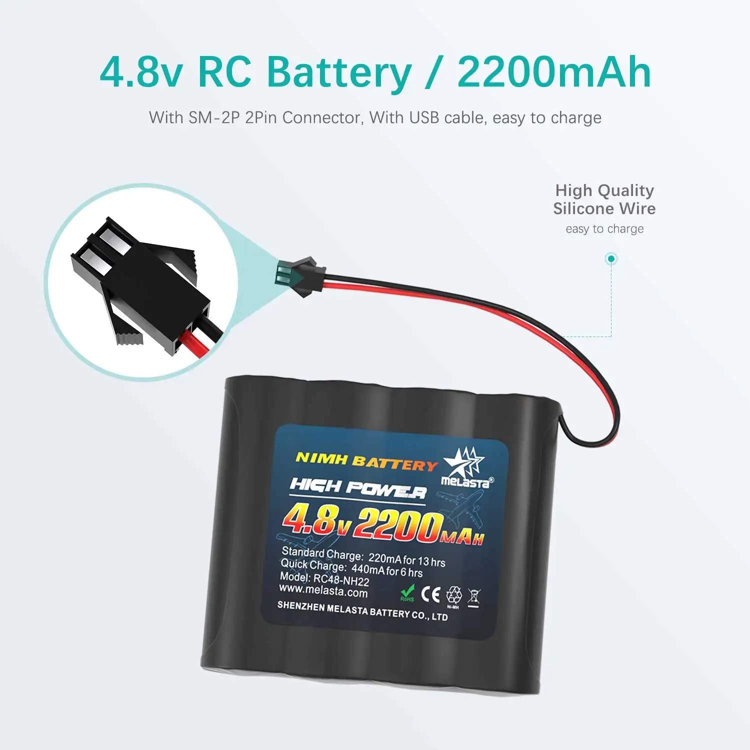 4.8V 2200mAh LiPo Pack Battery for Airsoft Guns, RC Models, and Hobby  For Rc Helicopter Rc Boat Rc aircraft Rc Aeroplane