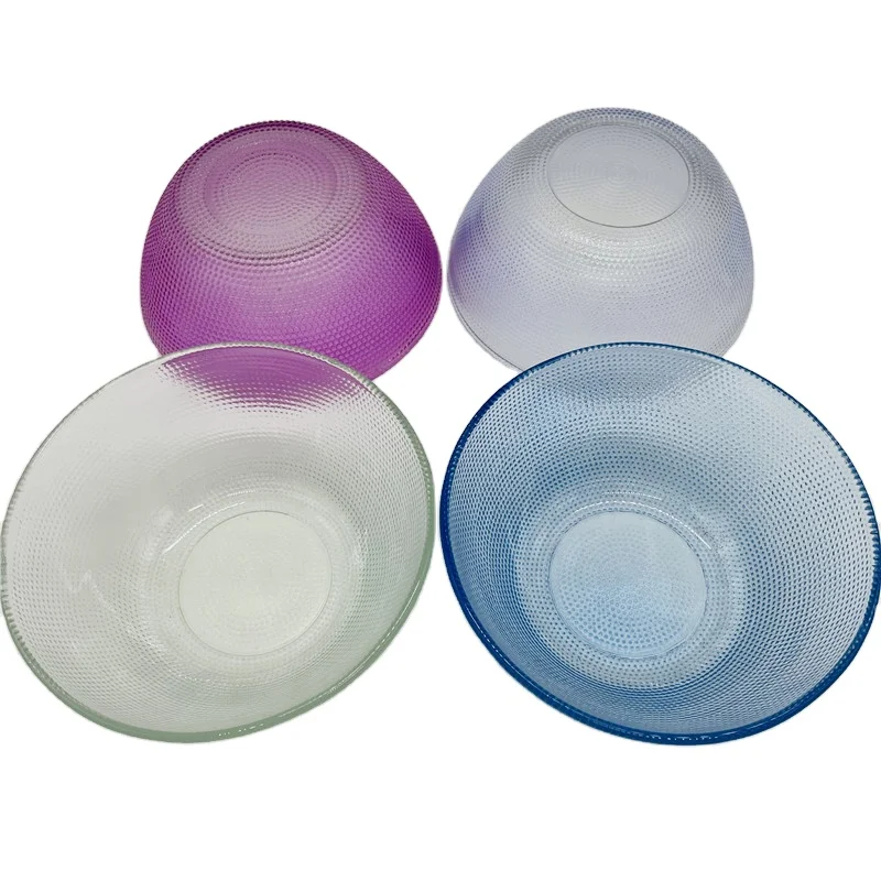 Ultra-low price gifts for business activities  Glass bowl   Multicolor glass salad bowl  4 pieces of glass bowl cutlery