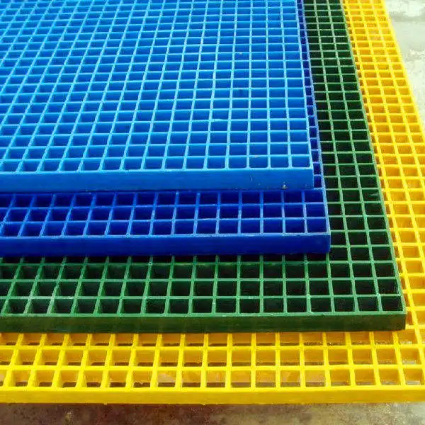 FRP GRP fiberglass fiber glass composite molded walkway floor grill mesh grating with gritted surface non slip 25mm 38mm 50mm
