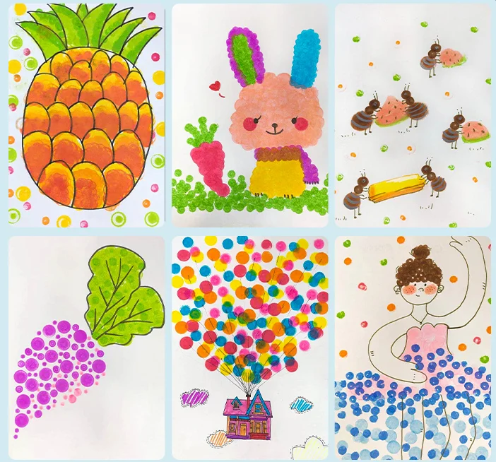 
Amazon Hot Sale 8 Colors 60 ml Dot Markers Kit Water Based Non Toxic Washable Art Dot Markers 