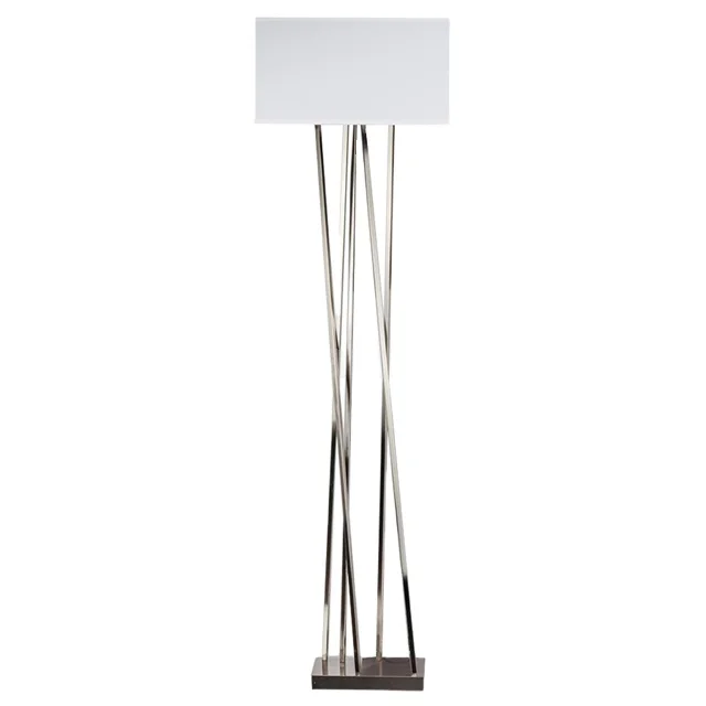 
UL CUL Listed Brushed Nickel Floor Standing Lamp For Hotel With Foot Switch And Fabric Shade F20128 