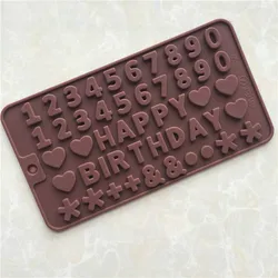 Saffron happy birthday Silicone Numbers Chocolate Molds silicon cake decorating mold Homemade cake age letters heart