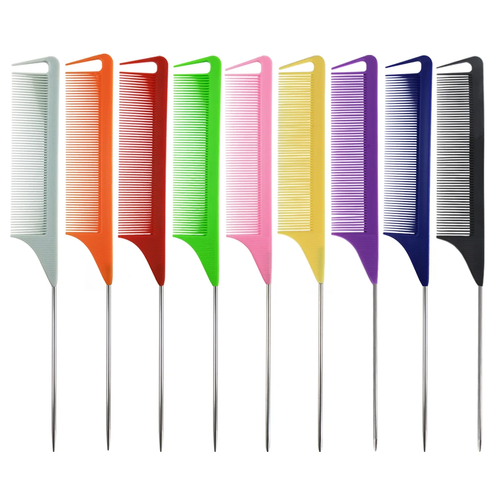 Plastic Custom Professional Purple White 3 Row Printed Barber Balance Brush Salon Level Cutting Parting Rat tail Comb