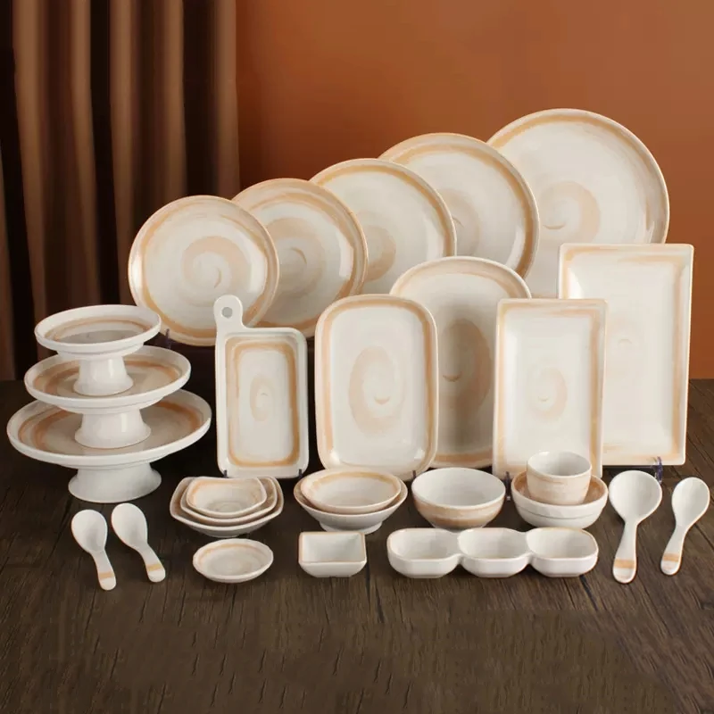 Bpa-free Break-resistant Non-toxic Durable Melamine Round Plate Dinnerware Sets Party A5 Melamine Dishes Carton Box Christmas