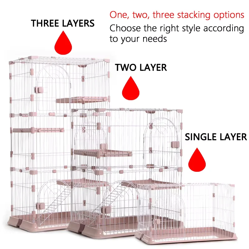 Wholesale Three-Layer Three-Door Cat Cage Stainless Steel Material Large Cat House Pet Cage