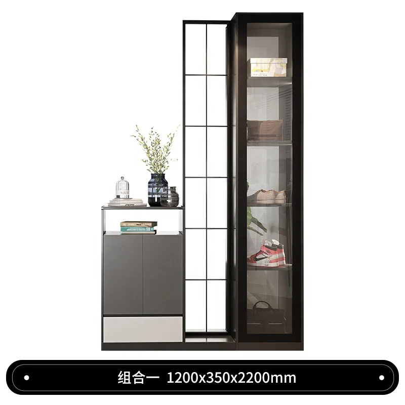 Luxury porch cabinet, simple partition cabinet in living room, display cabinet with LED light