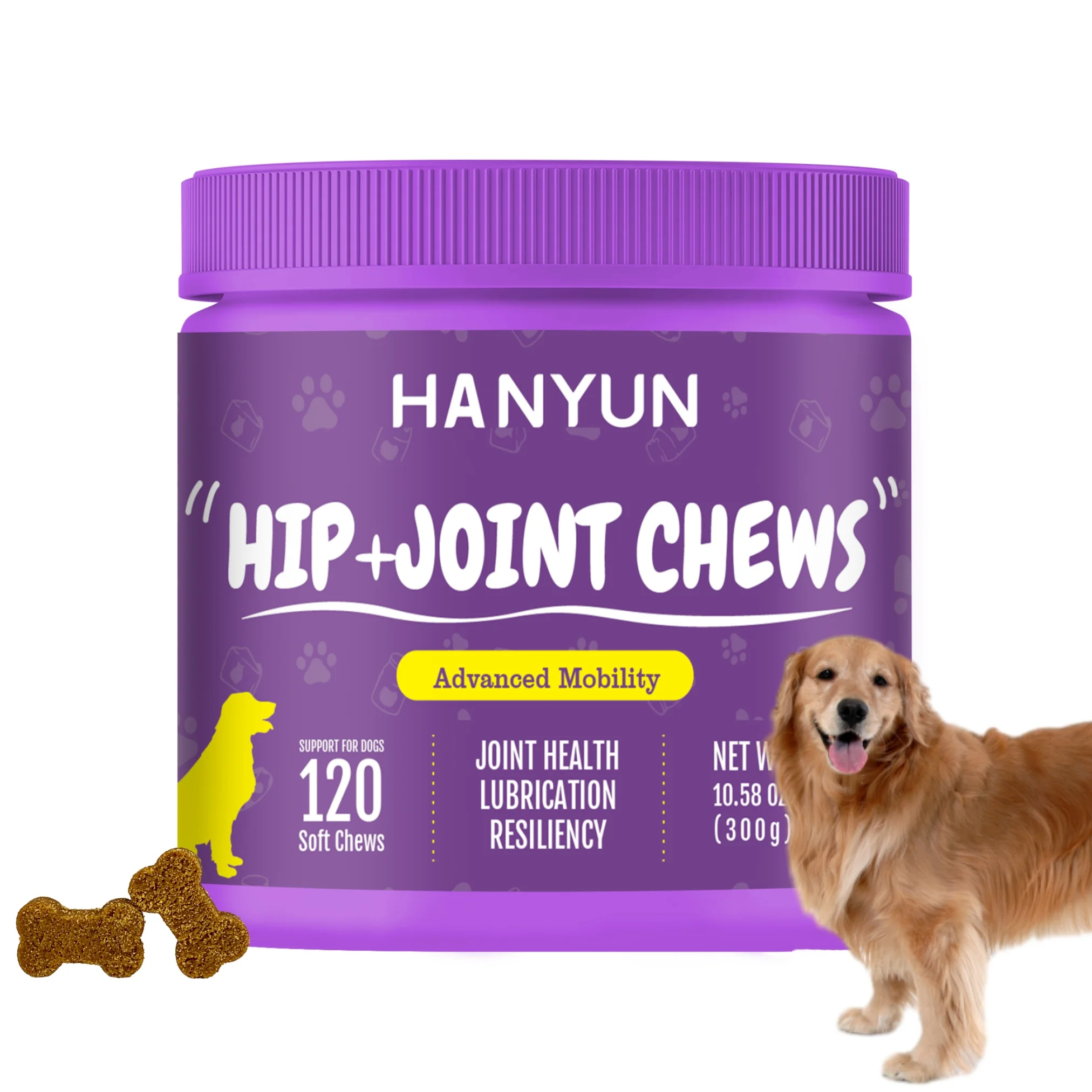 Hanyun Joint Supplement Dog Chews Treats Pet Nutrition soft chews treats Ease Joint Stiffness  with Turmeric & MSM