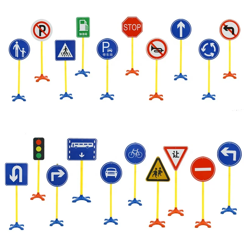 High Quality Unisex Traffic Warning Signs Toys Popular Kindergarten Children Metal Education Preschool Road Signs