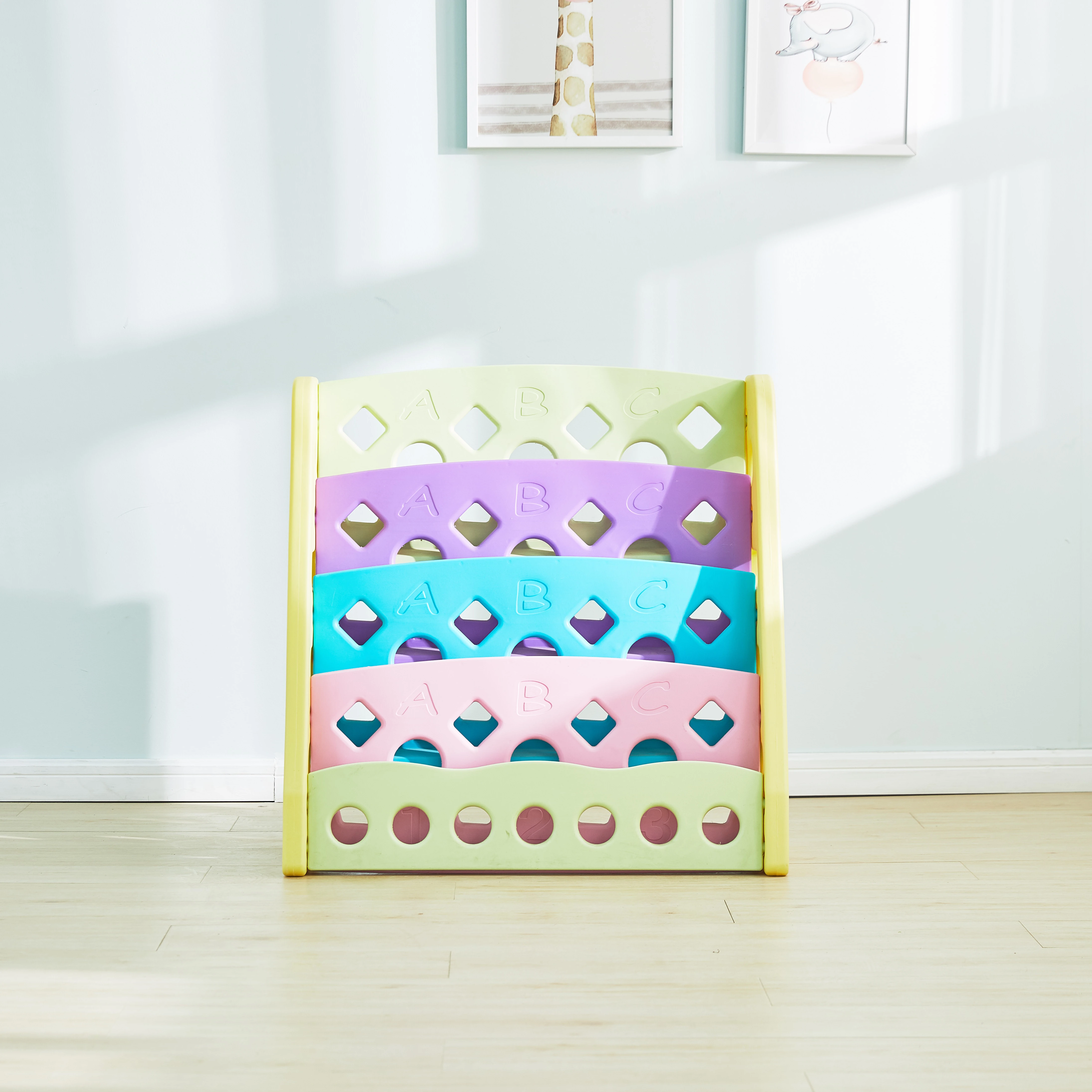 Hot Selling Kindergarten Bookshelf Storage Bookcase Plastic Baby Furniture