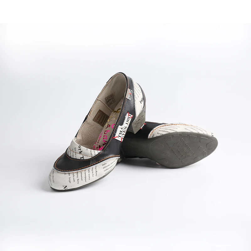 Leather Shallow Mouth Shoes Women Round Head Stitching Workplace White-Collar Shoes