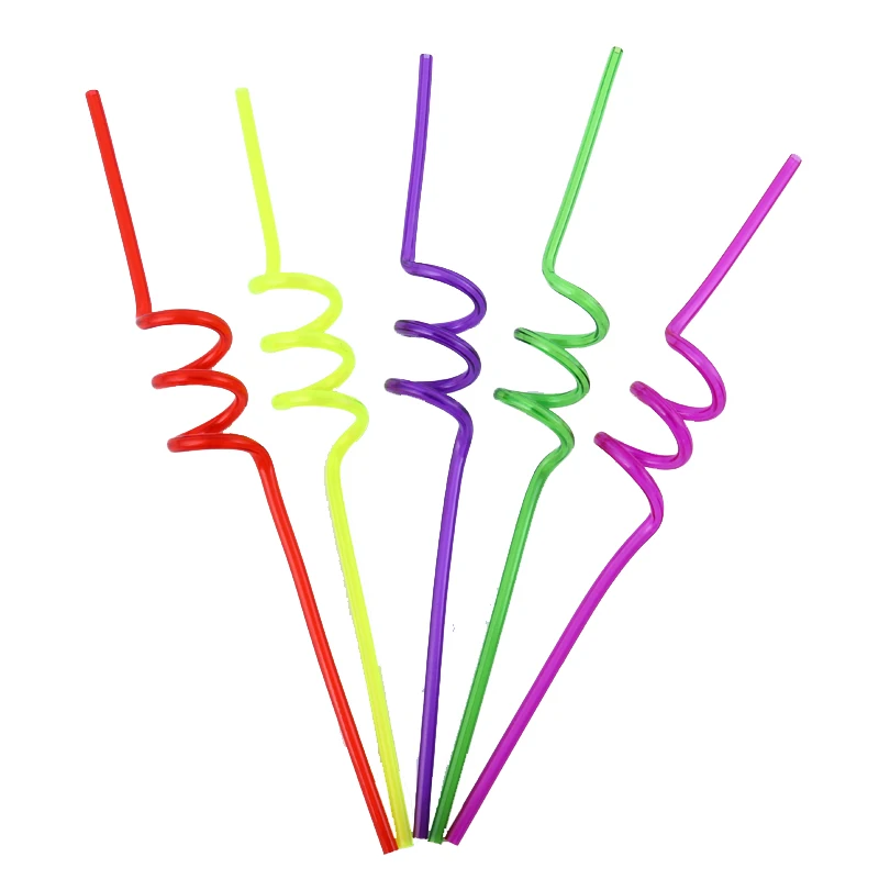 5*260mm Colorful Straw Crazy Curly Loop Coloured for Birthday Disposable Party Drinking Straws