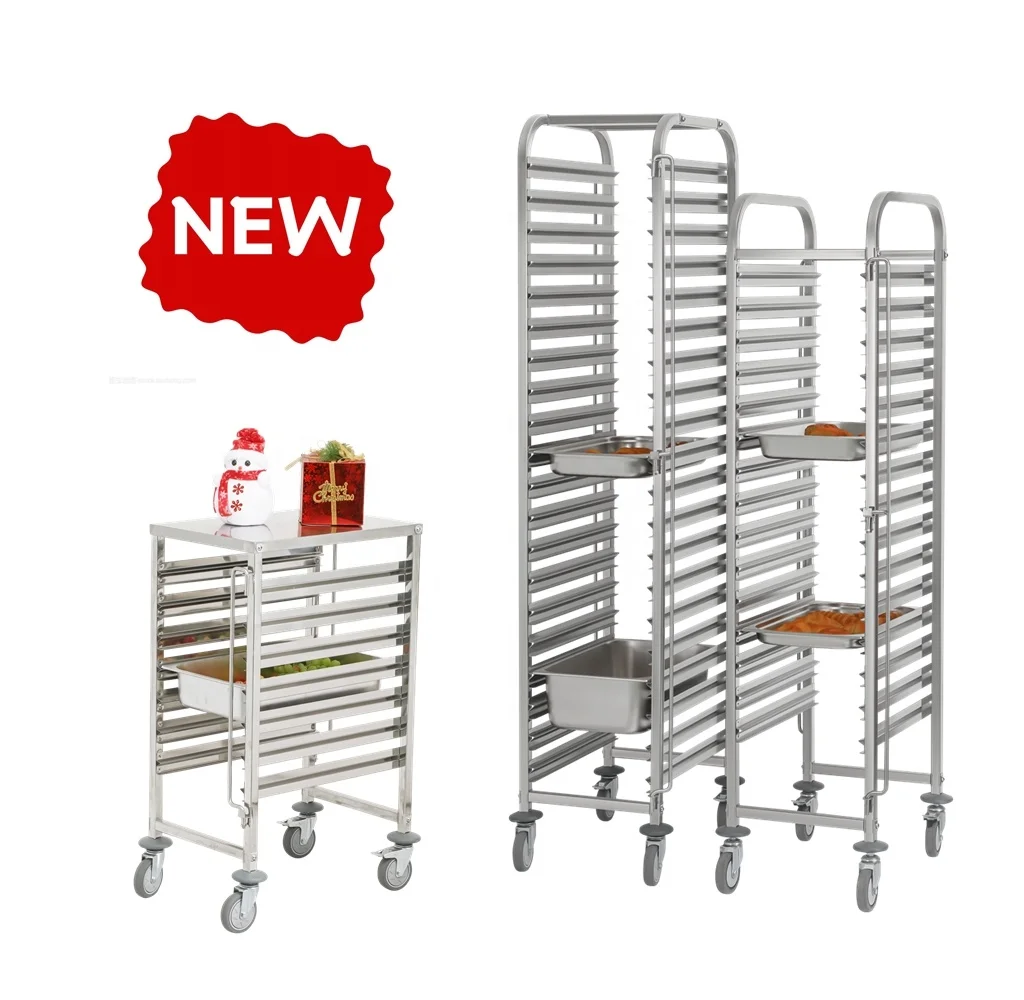 Stainless Steel Rack Trolley Aluminium Baking tray Pans trolley & GN Pan 15/16 Layers Double lines bakery tray rack trolley