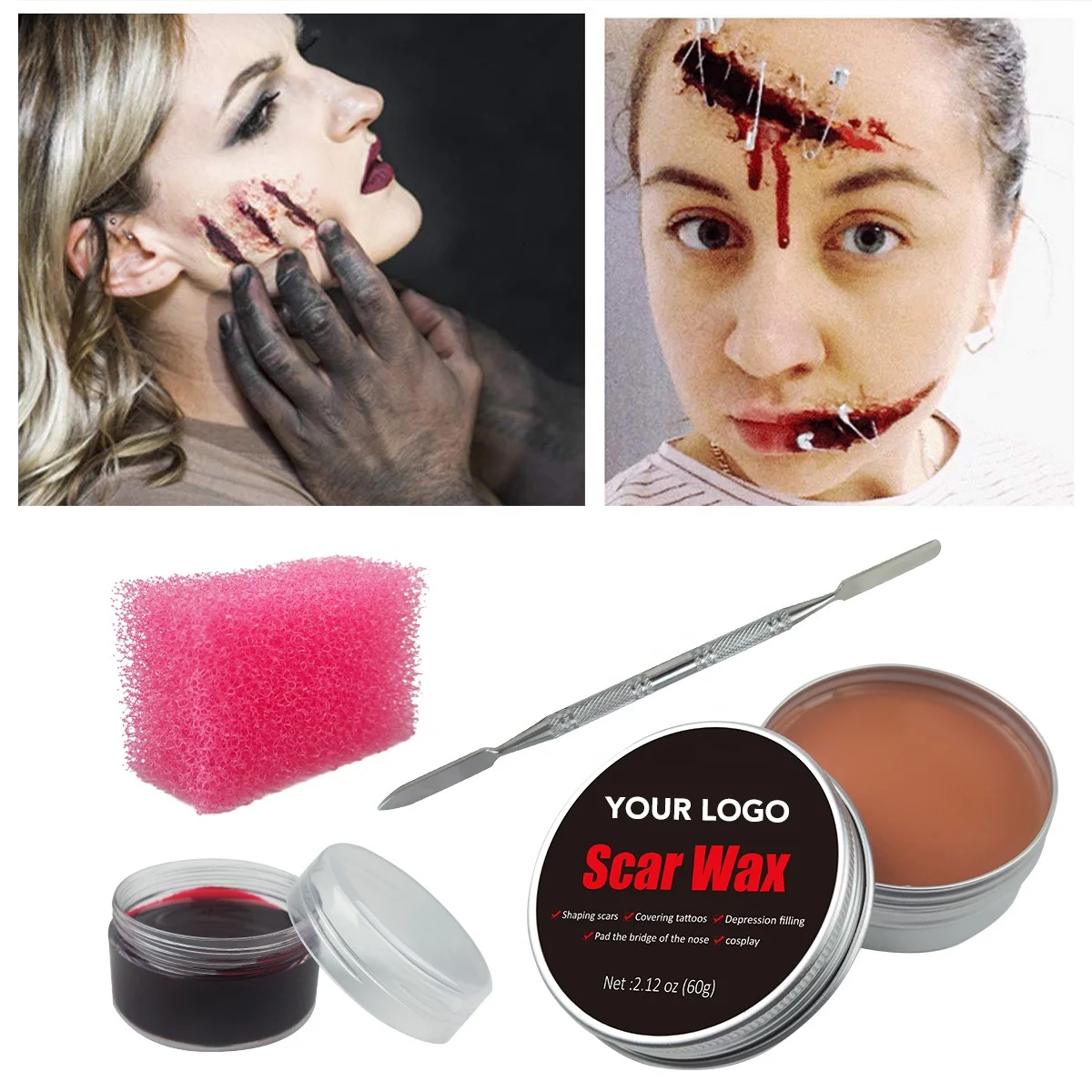 Custom Private Label Professional Halloween Skin Wax Scars Special Effects Stage Makeup Wax Fake Wound Scar Wax