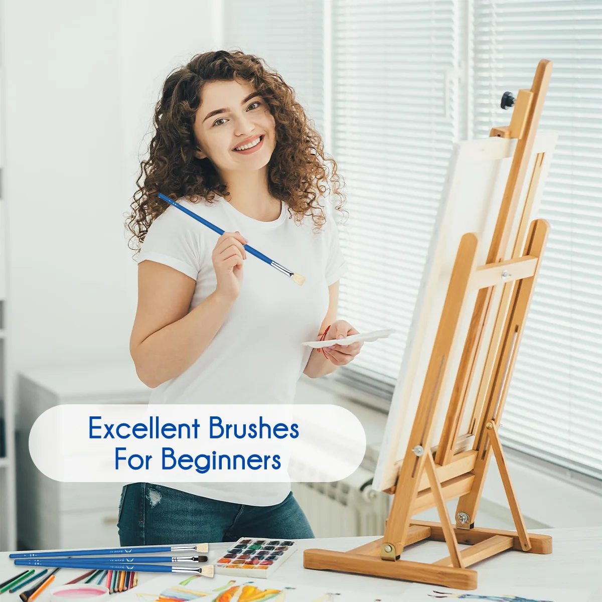 Professional 10 Pcs Artist Watercolor Sable Paint Brushes Round Tip Flat Dagger Oval Wash For Detail Watercolor Painting