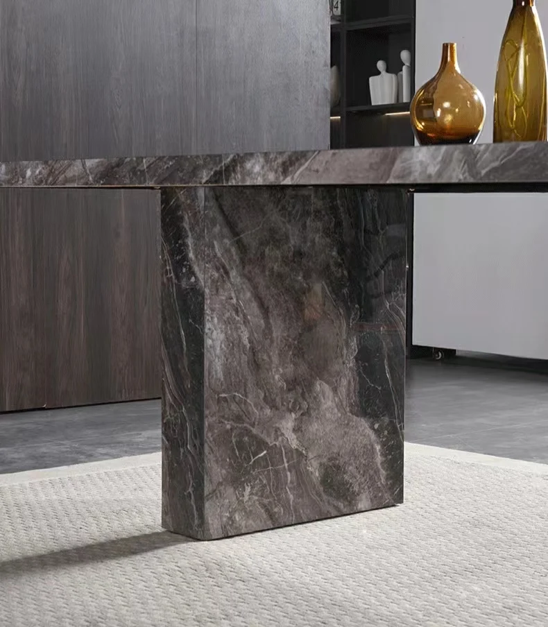 Concrete Modern living room furniture stick stone grain sintered stone table top Living room kitchen dining table