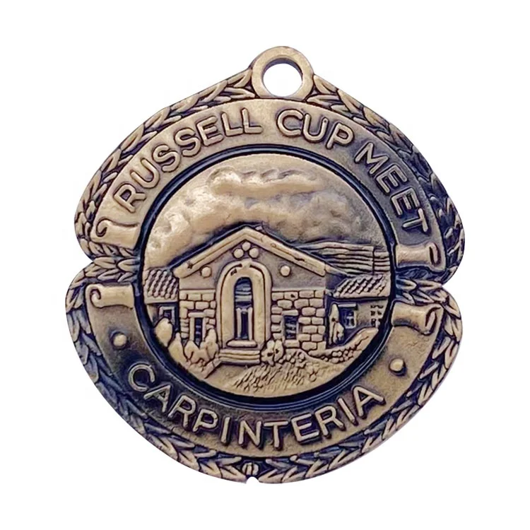 metal medal with ribbon