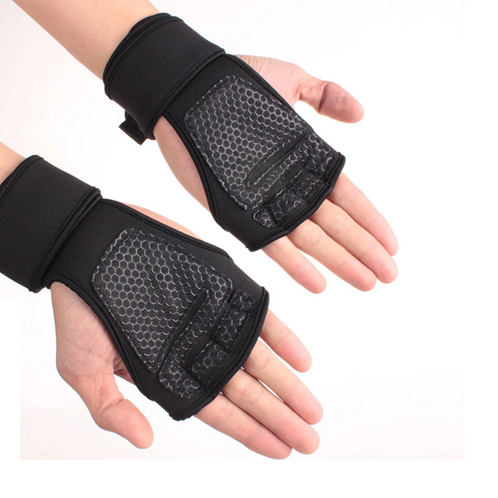 TENNEIGHT Sports Long Wrist Great Grip Fingerless Cycling Weight Lifting Training Fitness Gym Weightlifting Gloves
