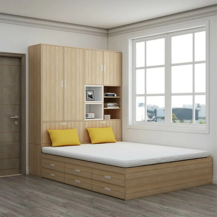 Hot sale bedroom furniture storage bed with storage box drawer double bed