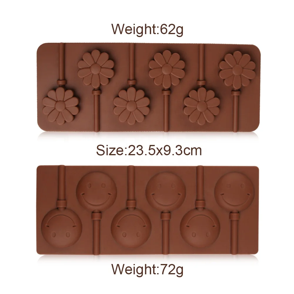 2024 Selling Well Products Round Mould Chocolate Molds Silicone Lollipop Candy Mold Tray With Shape of Smiley Small Flower