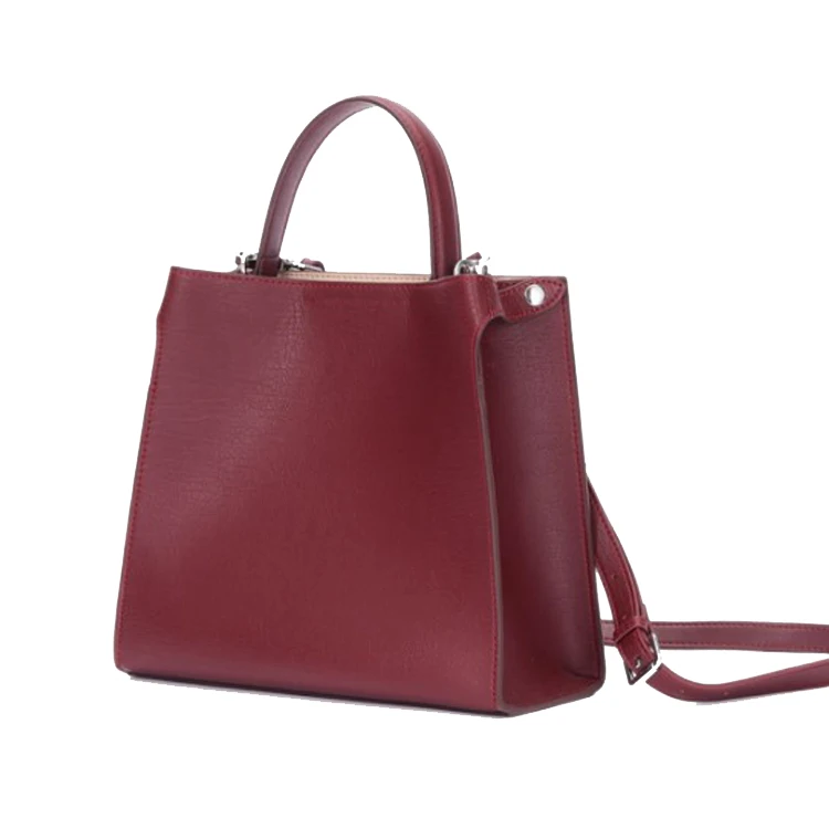 100% Genuine leather wide strap tote handbag shoulder bag for women