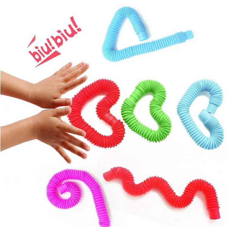 Cheap Price In Stock pop tubes sensory toys kids Stress Relief Toy Colorful Plastic Folding fidget pop tube toys