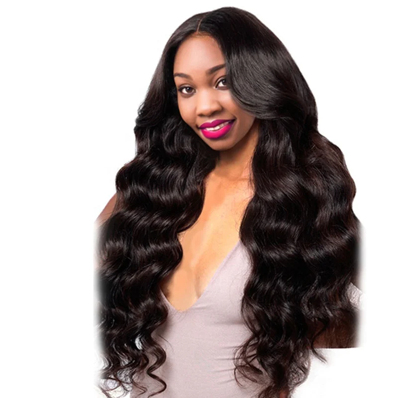 Wholesale Natural Black Color Loose Wavy Synthetic Wigs for Black Women