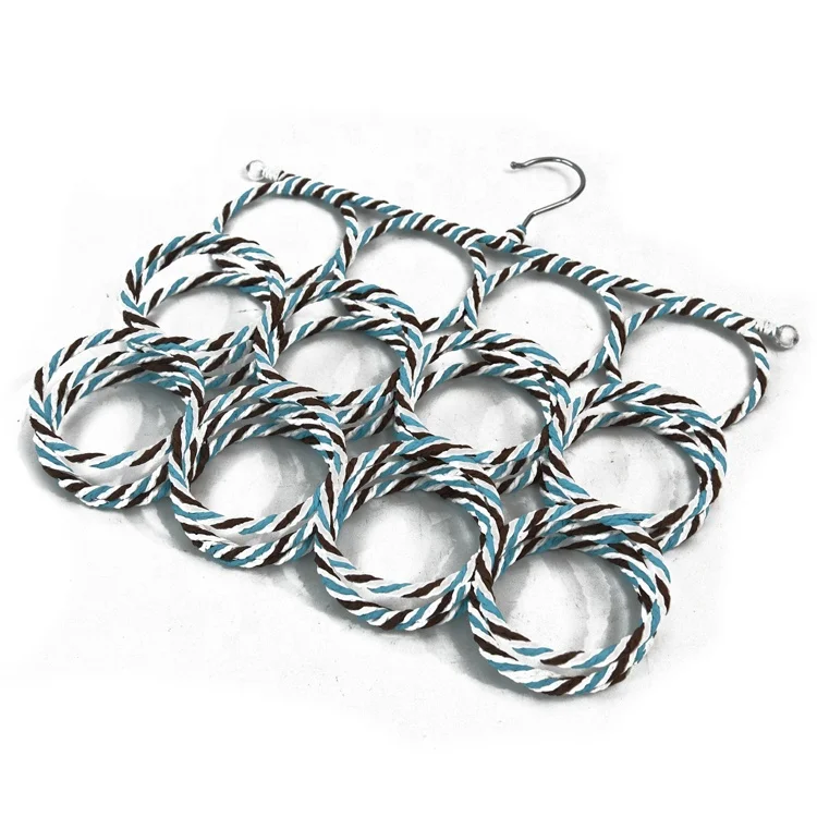 Rope-knitted Round Hole Hanger Tie Scarf Holder With 28 Holes